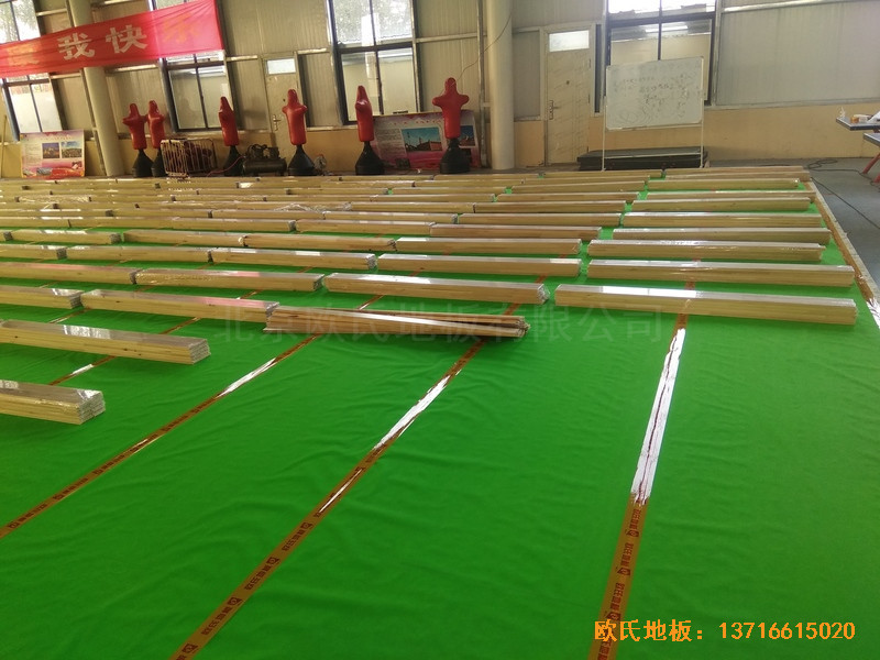 江蘇虎腰村愛爾行業(yè)學校運動館運動地板施工案例3